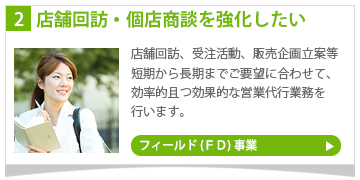 店舗回訪・個店商談を強化したい　フィールド事業